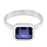 Agustina Blue Solitaire Ring for Women Silver Band Iolite Blue