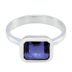 Agustina Blue Solitaire Ring for Women Silver Band Iolite Blue