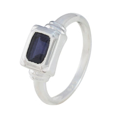 Lakshmi Blue Solitaire Ring for Women in Silver