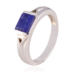 Ananya Blue Solitaire Ring for Women with Silver Band