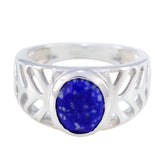 Bruna Blue Solitaire Ring for Women in Sterling Silver Lapis Lazuli Blue