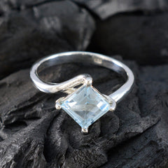Hana Blue Solitaire Ring for Women with Square Gem