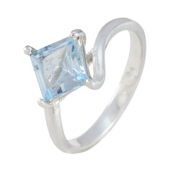 Hana Blue Solitaire Ring for Women with Square Gem