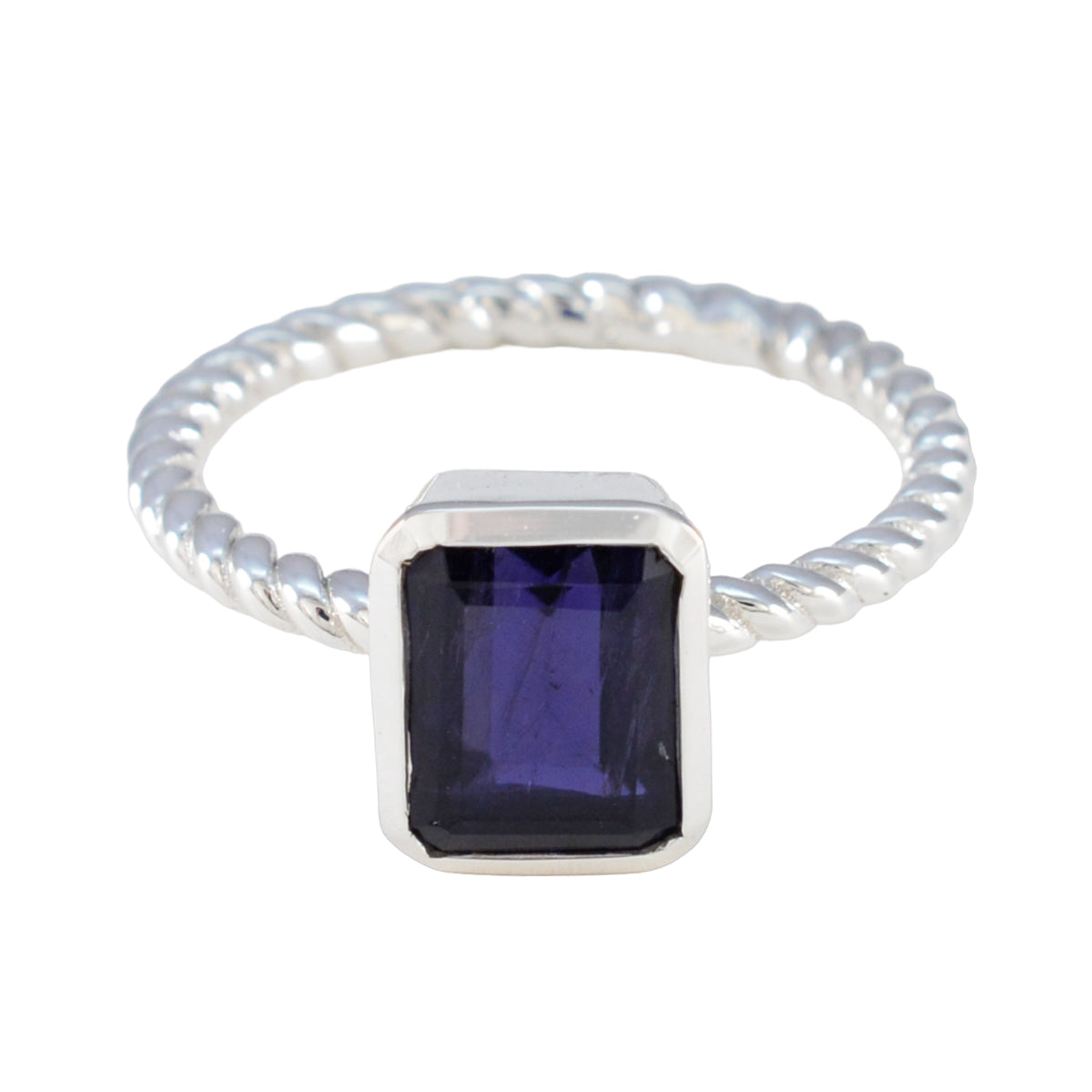 Agnes Blue Solitaire Ring for Women with Silver Band Iolite Blue