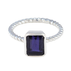 Agnes Blue Solitaire Ring for Women with Silver Band Iolite Blue