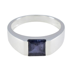 Laura Blue Solitaire Ring for Women in Sterling Silver Iolite Blue