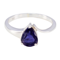 Scarlett blue solitaire ring for women with pear-shaped blue gemstone set in silver band