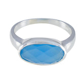 Wen sterling silver blue solitaire ring for women oval faceted blue stone bezel set elegant