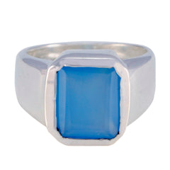 Emma Blue Solitaire Ring with Elegant Silver Band