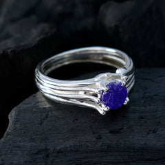 Nella Blue Solitaire Ring India in Sterling Silver