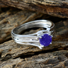 Nella Blue Solitaire Ring India in Sterling Silver