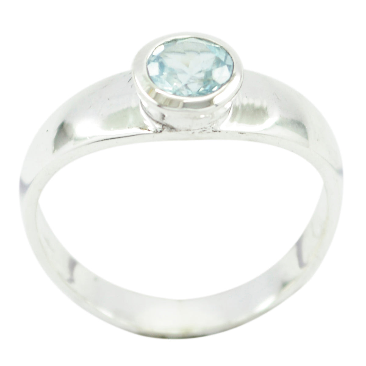 Ava Blue Solitaire Ring India with Silver Band Blue Topaz Blue