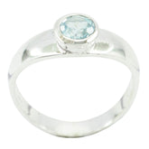 Ava Blue Solitaire Ring India with Silver Band Blue Topaz Blue
