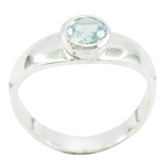 Ava Blue Solitaire Ring India with Silver Band Blue Topaz Blue