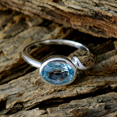 Meera Blue Solitaire Ring India in Sterling Silver