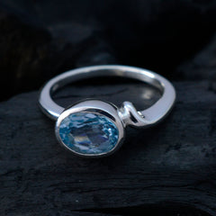 Meera Blue Solitaire Ring India in Sterling Silver