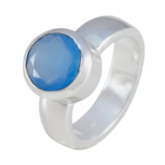 Siti Blue Solitaire Ring India with Sterling Silver
