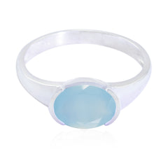 Chloe Blue Solitaire Ring India with Elegant Gemstone Blue Chalcedony Blue