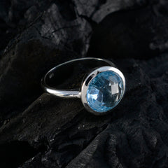 Angeles Blue Solitaire Ring India with Silver Band