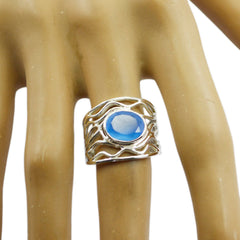 Evelyn Blue Solitaire Ring India with Unique Silver Design