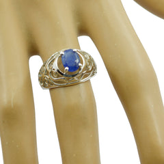 Amanda Blue Solitaire Ring India with Elegant Silver Design