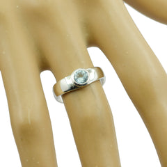 Ava Blue Solitaire Ring India with Silver Band