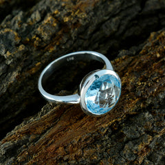 Angeles Blue Solitaire Ring India with Silver Band