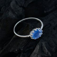 Dewi Blue Solitaire Ring India in Elegant Silver