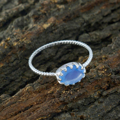 Dewi Blue Solitaire Ring India in Elegant Silver