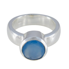 Siti Blue Solitaire Ring India with Sterling Silver Blue Chalcedony Blue