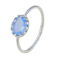 Dewi Blue Solitaire Ring India in Elegant Silver