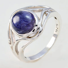 Kristine Blue Solitaire Ring India with Silver Design