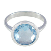 Angeles Blue Solitaire Ring India with Silver Band Blue Topaz Blue