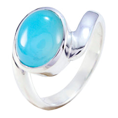 Amanda Blue Solitaire Ring India with Elegant Gemstone Blue Chalcedony Blue