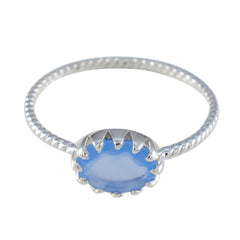 Dewi Blue Solitaire Ring India in Elegant Silver Blue Chalcedony Blue