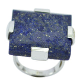 Alice Blue Solitaire Ring Jewelry with Gemstone Accent Lapis Lazuli Blue