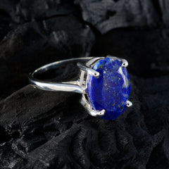 Dewi Blue Solitaire Ring with Oval Gemstone