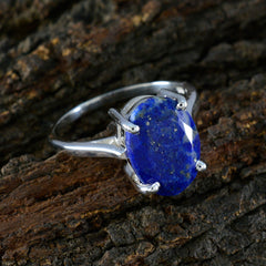 Dewi Blue Solitaire Ring with Oval Gemstone