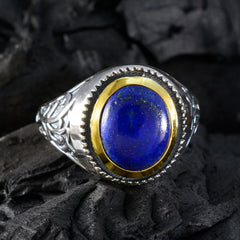 Ines Blue Solitaire Ring with Gold Accent and Silver Band