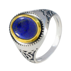 Ines Blue Solitaire Ring with Gold Accent and Silver Band