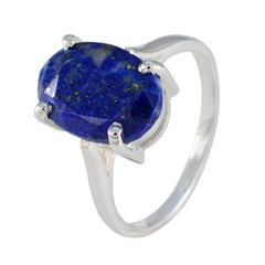 Dewi Blue Solitaire Ring with Oval Gemstone