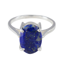 Dewi Blue Solitaire Ring with Oval Gemstone Lapis Lazuli Blue