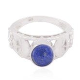 Ava Blue Solitaire Ring with Sterling Silver Band Lapis Lazuli Blue