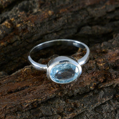 Ayaka Blue Solitaire Ring with Silver Band