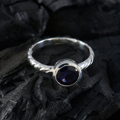 Naomi Blue Solitaire Ring with Twisted Silver Band
