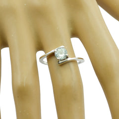 Mei Blue Solitaire Ring with Sterling Silver Band