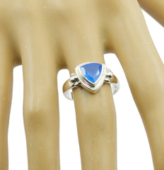 Ivana Blue Solitaire Ring with Elegant Silver Design