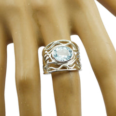 Riya Blue Solitaire Ring with Elegant Silver Design