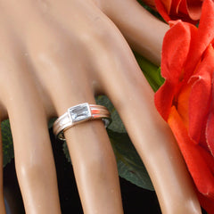 Naomi Blue Solitaire Ring Elegant Silver Band