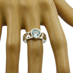 Mia Blue Solitaire Ring with Elegant Silver Band